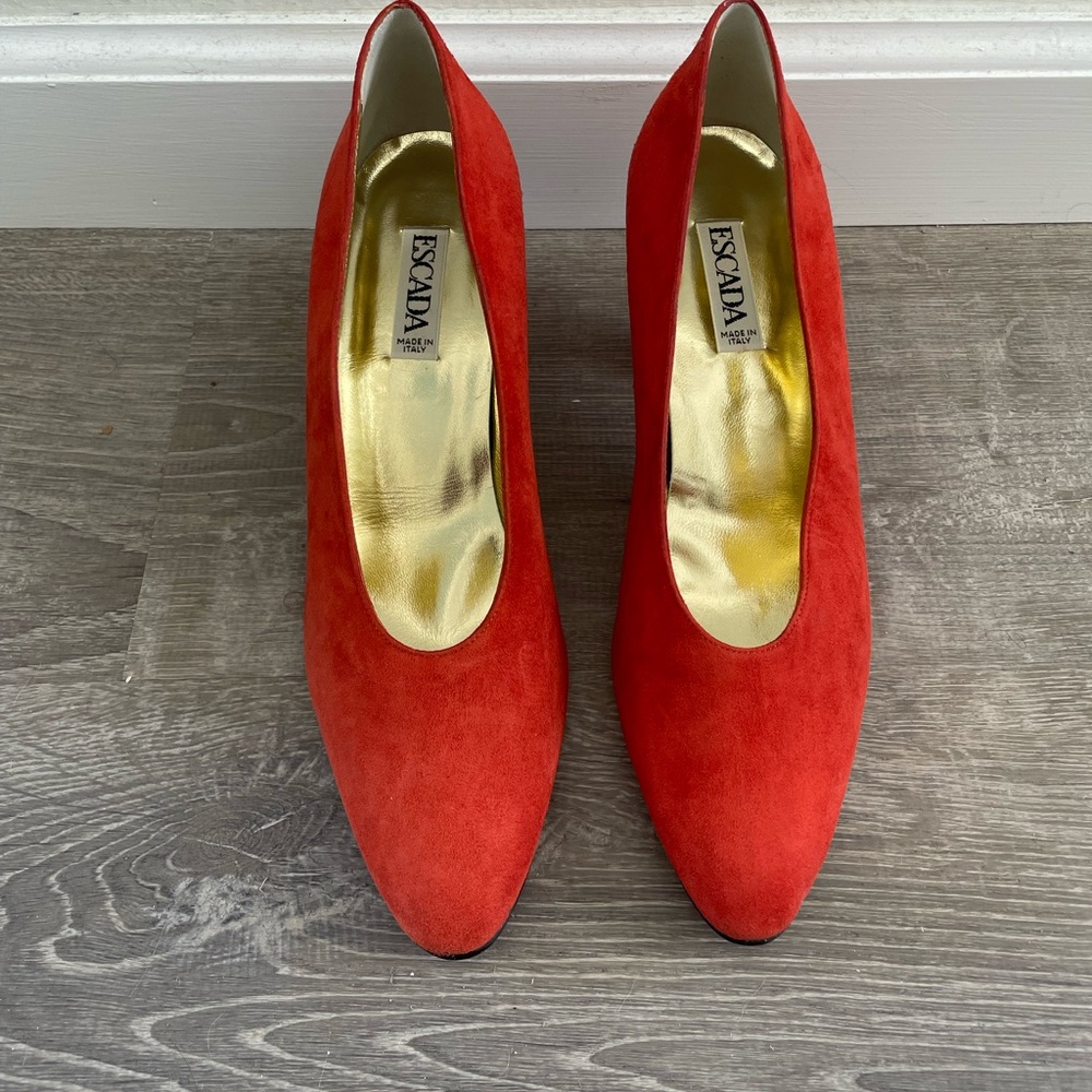 Escada Red Heels Classic Suede Design